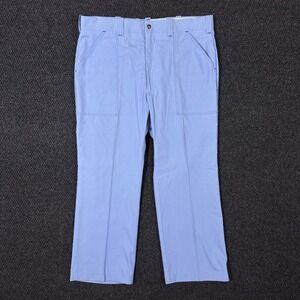 Vintage 70's Sears Perma-Prest Work Pants Men 36x27 Blue Flat Front Trousers